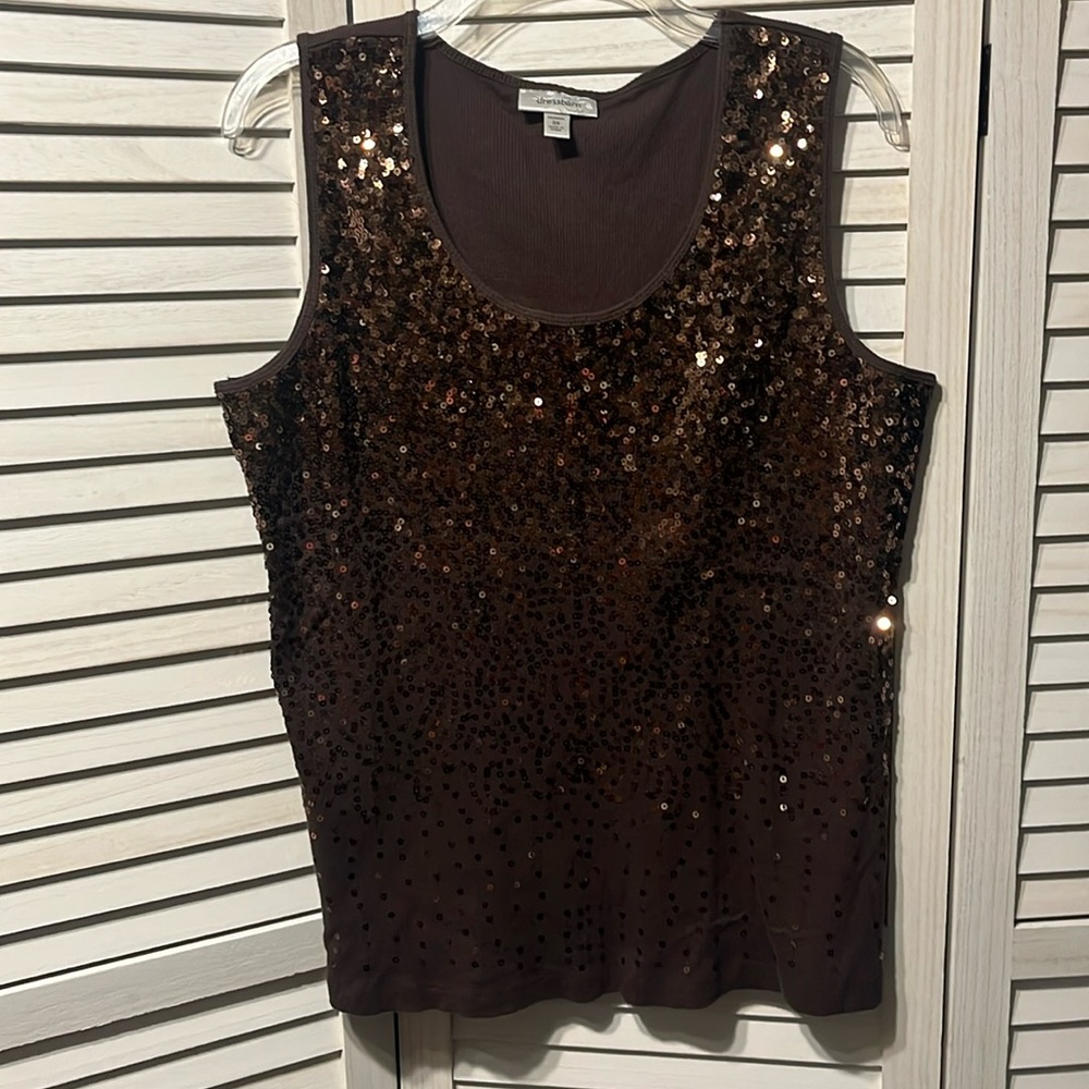 Dress Barn Brown Sequin Tank.  3X